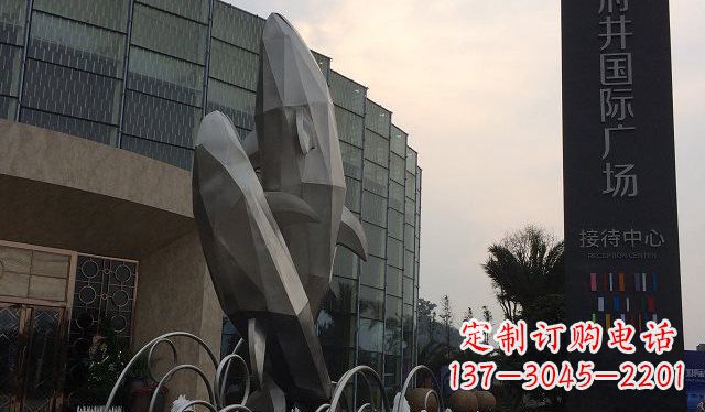 南阳广场抽象海豚不锈钢雕塑