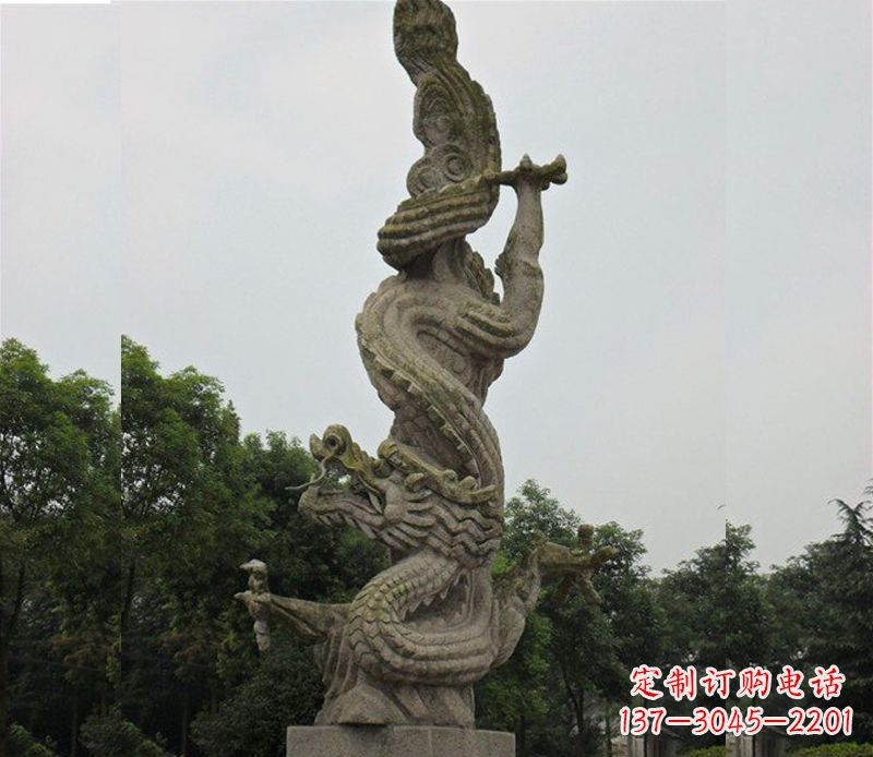 南阳中领雕塑|古典美感的大理石龙雕塑