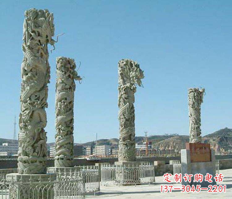 南阳中领雕塑的大理石盘龙柱景观石雕