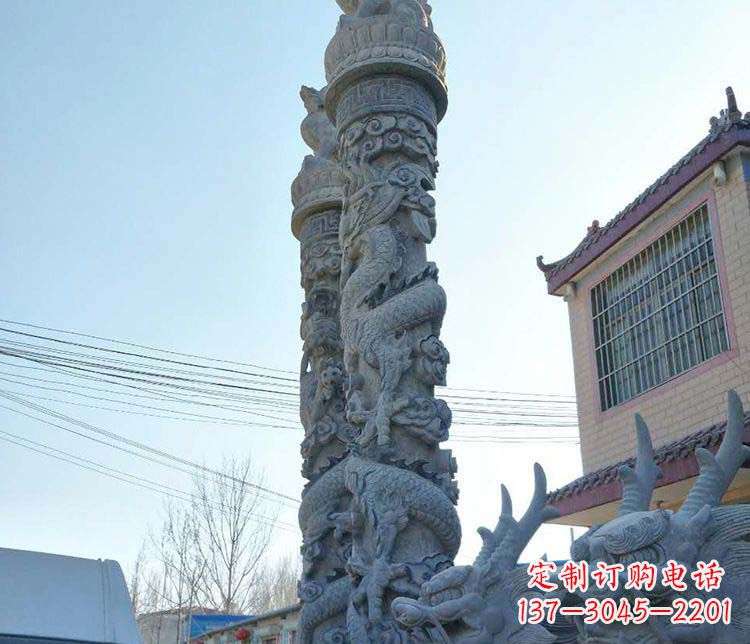 南阳精美广场大理石龙柱雕塑
