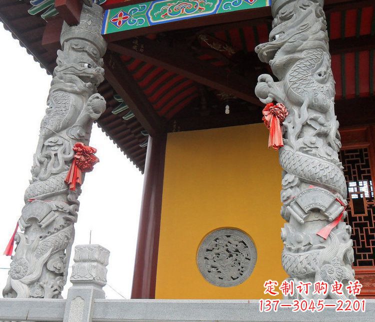 南阳广场大理石盘龙柱景观石雕_2