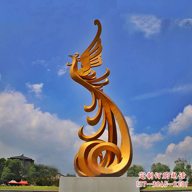 南阳广场大型凤凰不锈钢雕塑