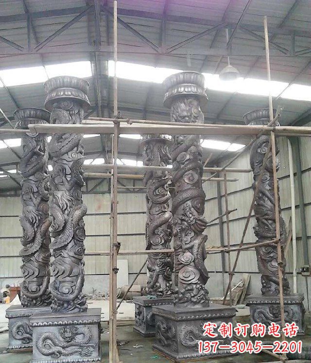 南阳传统艺术雕刻精美大型仿铜龙柱
