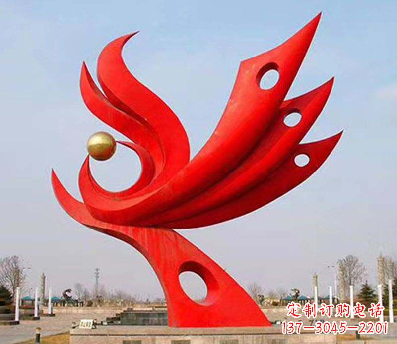 南阳广场凤凰宝地不锈钢雕塑