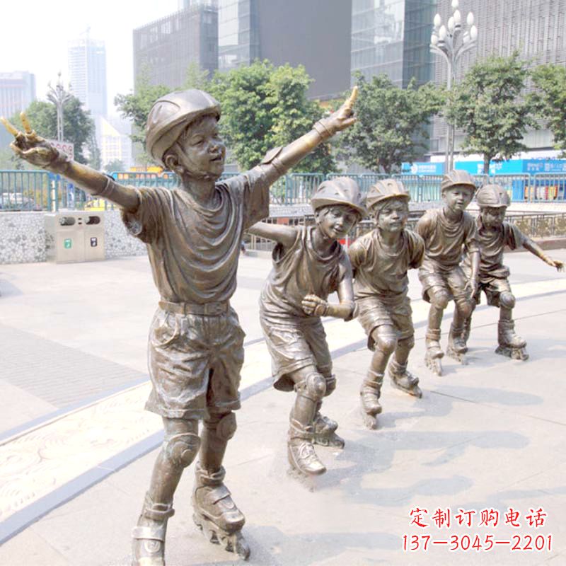 南阳精致巧雕的滑旱冰小孩雕塑