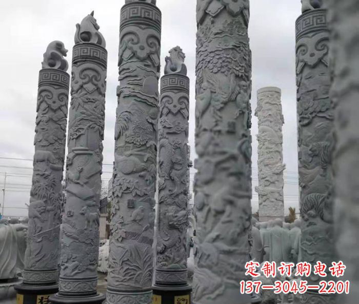 南阳中领雕塑:12生肖石柱——精致美观的雕塑定制