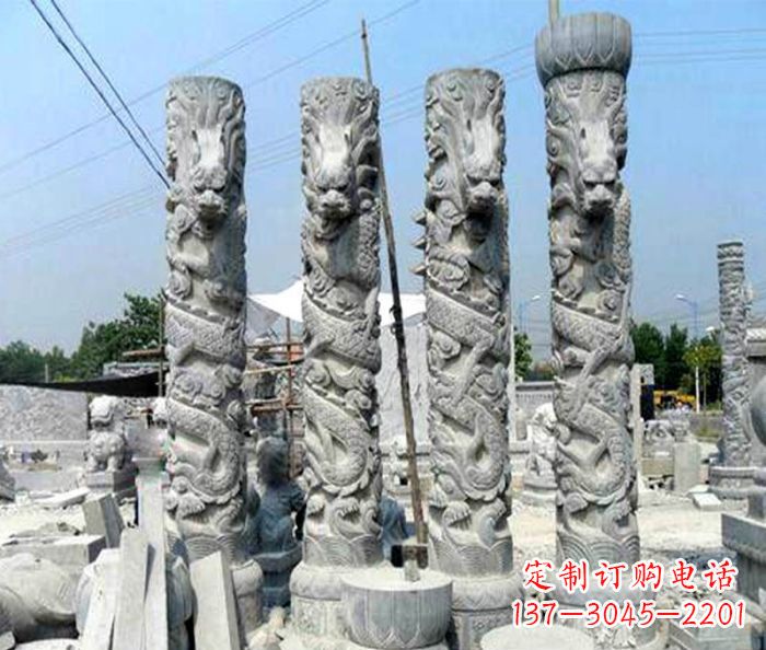 南阳广场景观大理石龙柱石雕 (4)