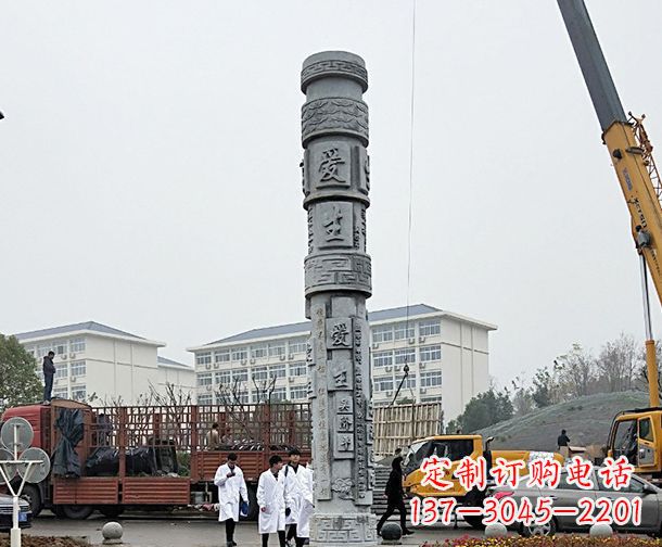 南阳广场景观大理石龙柱石雕 (7)