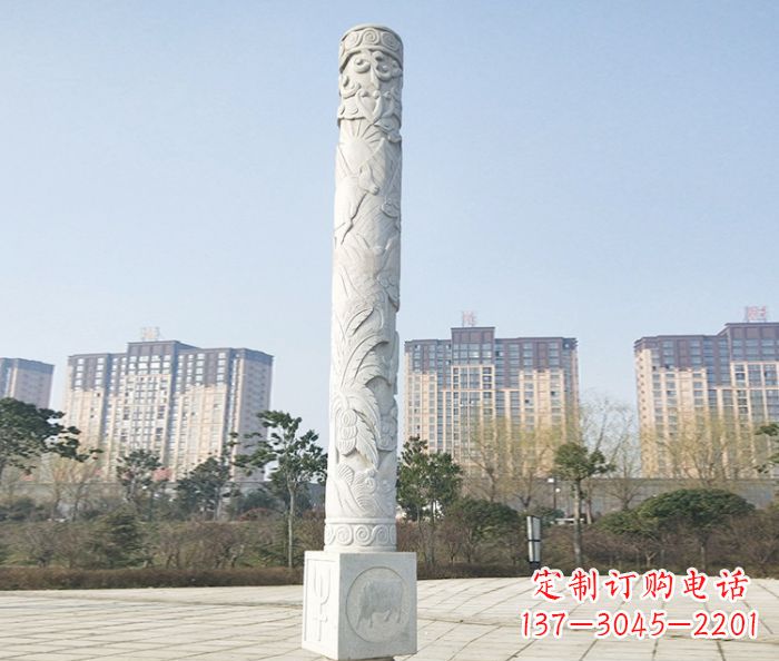 南阳真实而细腻的大理石龙柱石雕