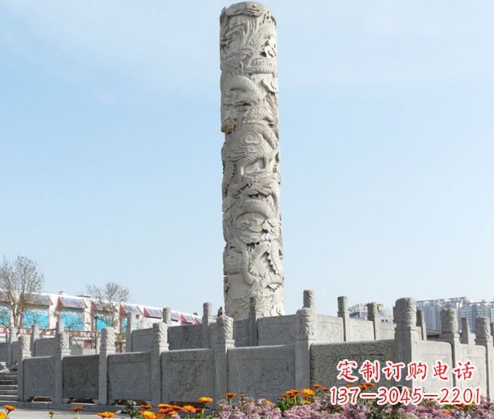 南阳广场景观大理石龙柱石雕_1 (2)