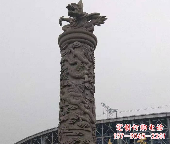 南阳中领雕塑|仿古盘龙柱石雕