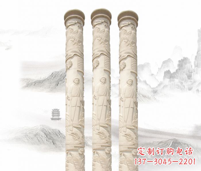 南阳精致大气的汉白玉龙柱雕塑