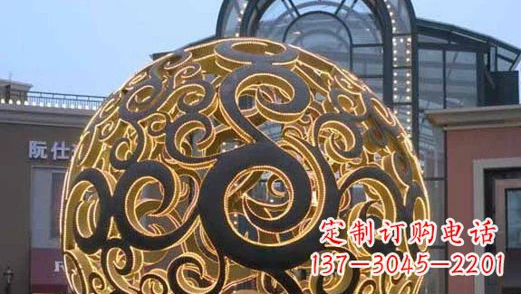 南阳镂空球形喷泉雕塑无锈钢精美装点空间