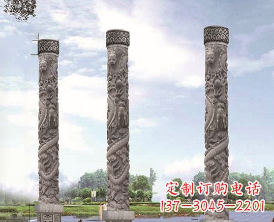 南阳精美雕塑盘龙柱,美化您的室外空间