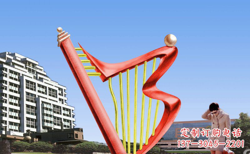 南阳中领雕塑精制不锈钢竖琴雕塑