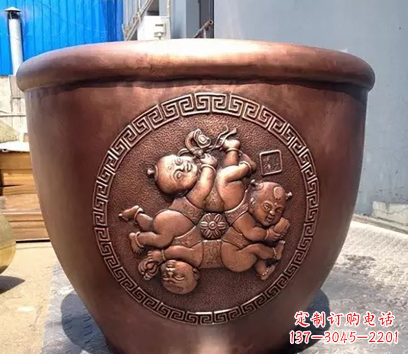南阳中领雕塑出品,高端水缸铜雕塑