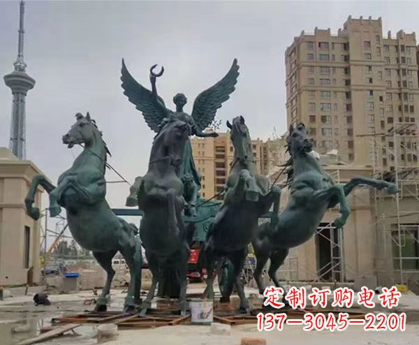 南阳中领雕塑:阿波罗战车铜雕精美华丽