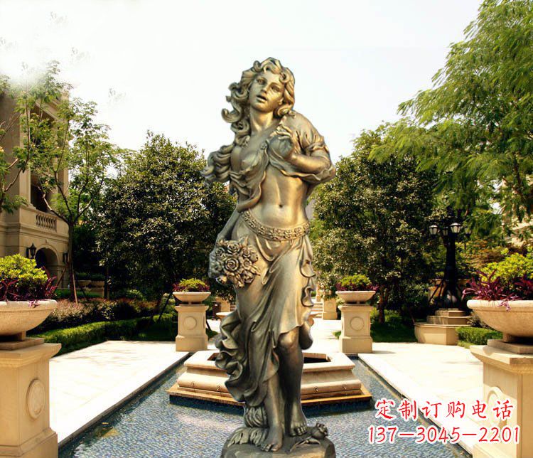 南阳华丽蓬勃的铜雕女神像