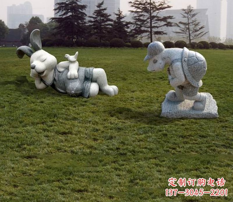 南阳中领雕塑独特的石雕兔子