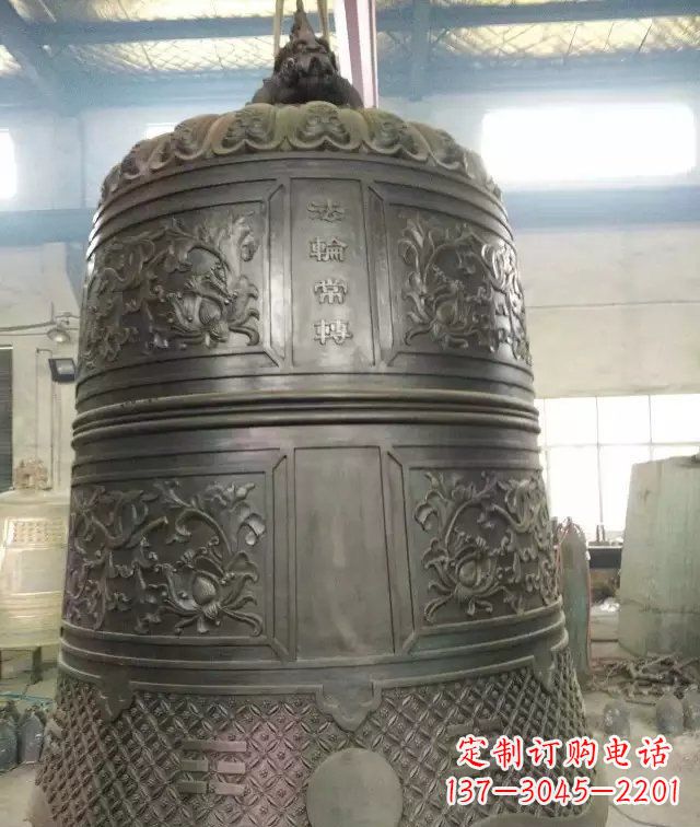 南阳国泰民安铜钟寺庙铜雕-传统工艺精美的铜钟雕塑
