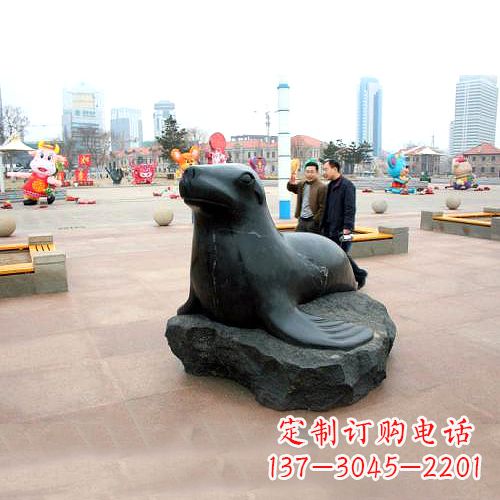 南阳海豹石雕塑,精美纯手工制作