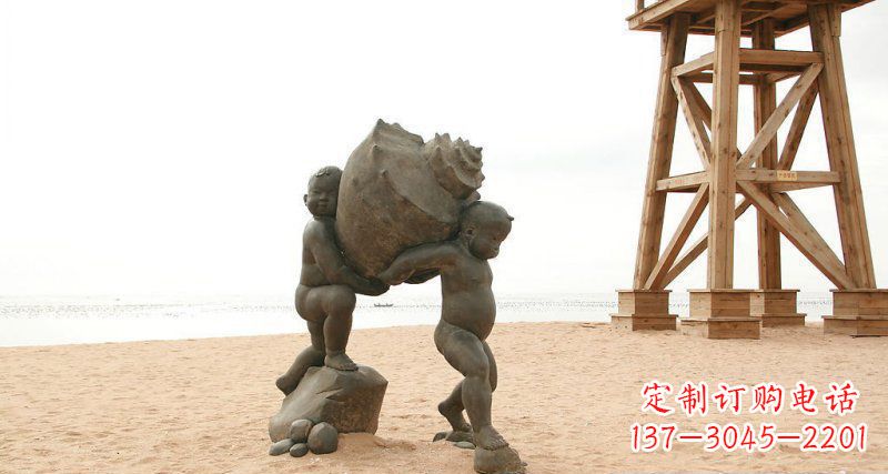 南阳抬着海螺的小男孩景观雕塑