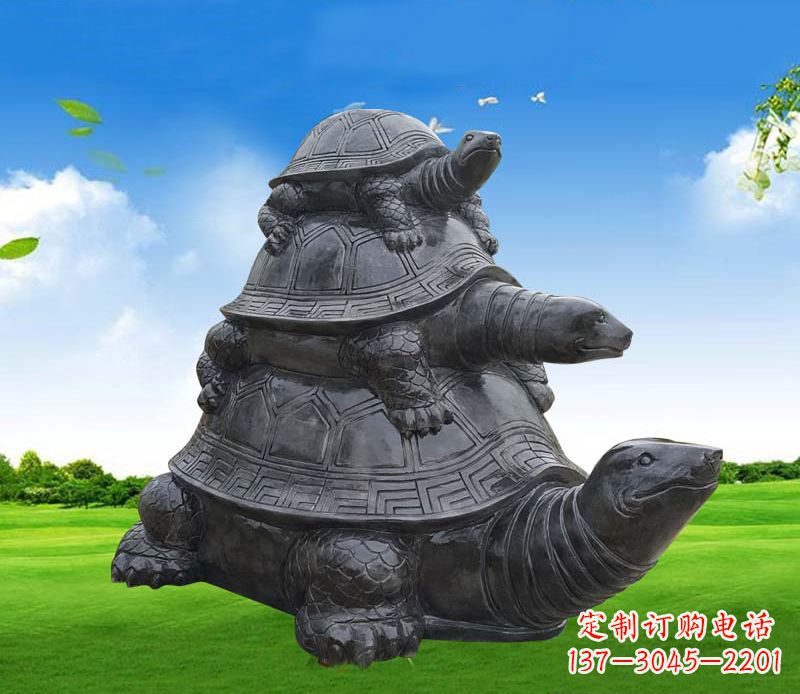 南阳海龟母子石雕公园动物摆件