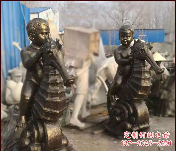 南阳海马公园景观铜雕