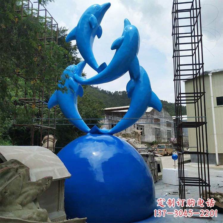 南阳海豚钢筋玻璃景观雕塑