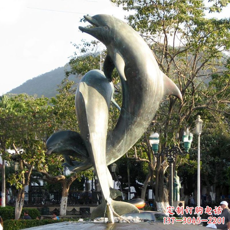 南阳海豚公园铜雕景观动物雕塑