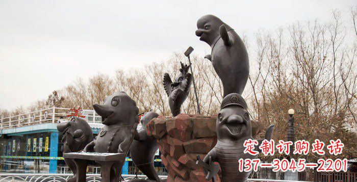 南阳海豚卡通动物铜雕