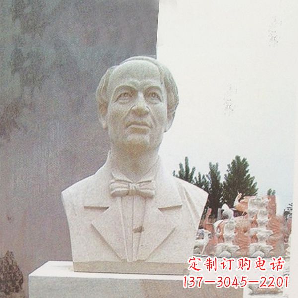 南阳汉白玉爱迪生头像雕塑-美国著名发明家电学家-学校校园名人雕像