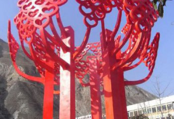 南阳不锈钢心形树叶大树雕塑，展示爱与生命