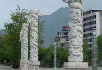 南阳定制精美的盘龙柱石雕