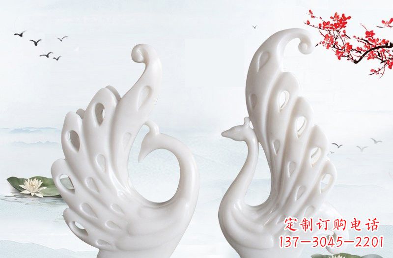 南阳汉白玉孔雀艺术雕塑