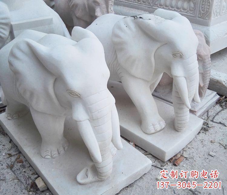 南阳汉白玉大象公园动物石雕
