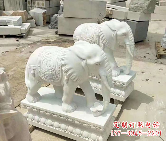 南阳汉白玉大象招财动物石雕