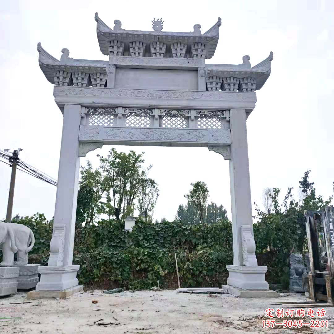 南阳汉白玉单门石牌坊