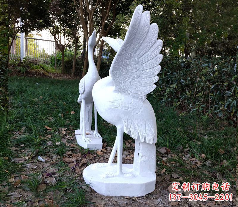 南阳汉白玉丹顶鹤公园石雕