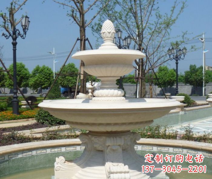 南阳全新款白玉多层喷泉雕塑