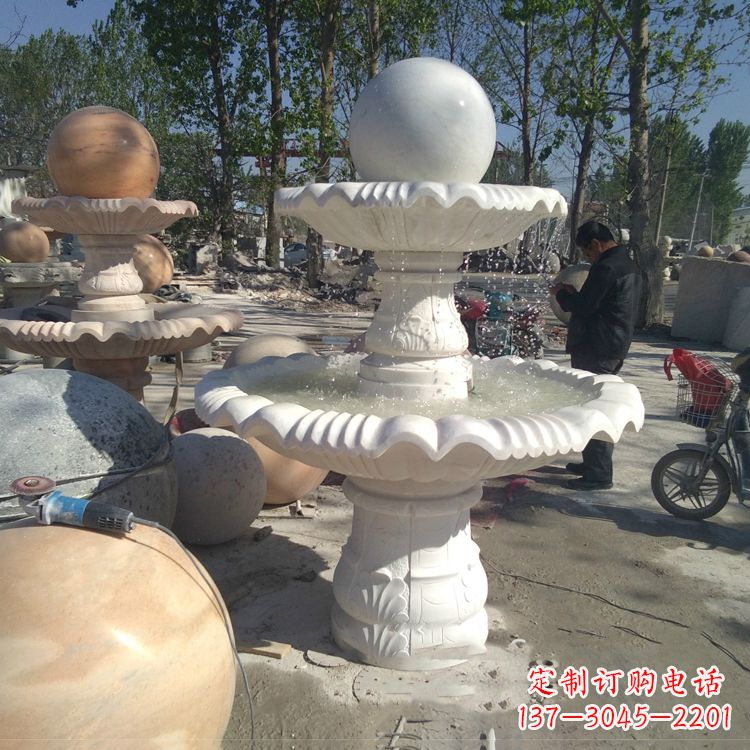 南阳汉白玉风水球,高端定制雕塑