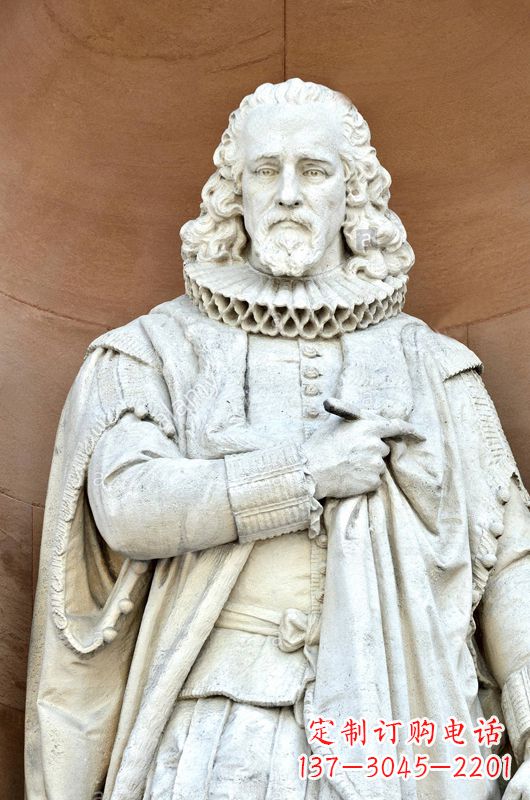 南阳汉白玉弗朗西斯·培根石雕塑像-世界名人英国著名哲学家雕塑