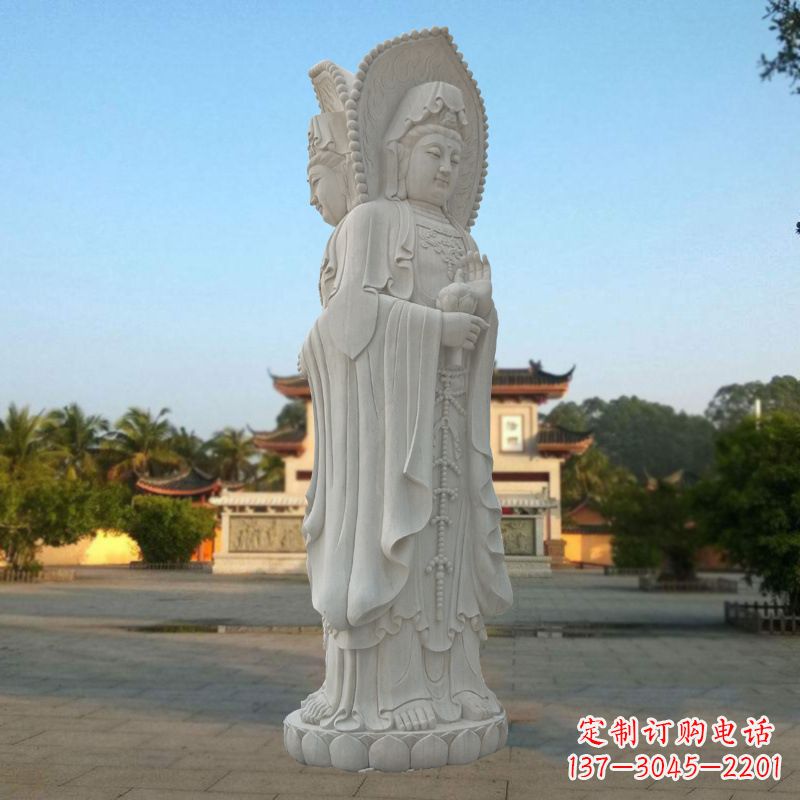 南阳汉白玉佛像雕塑之三面观音