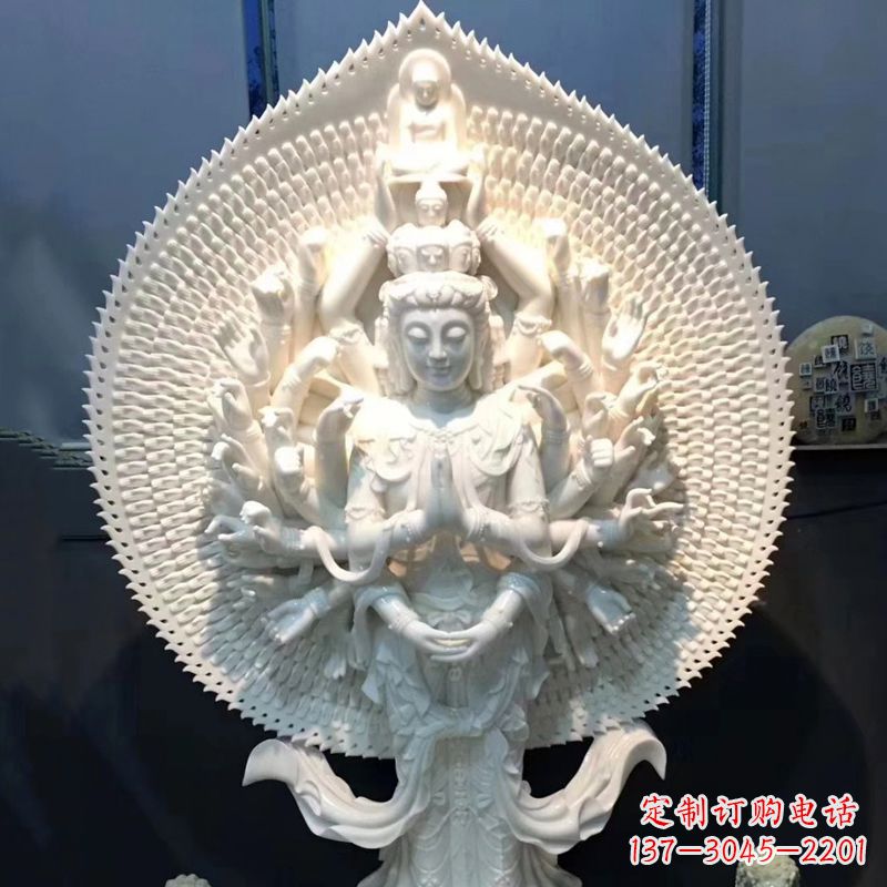 南阳汉白玉浮刻千手观音雕塑