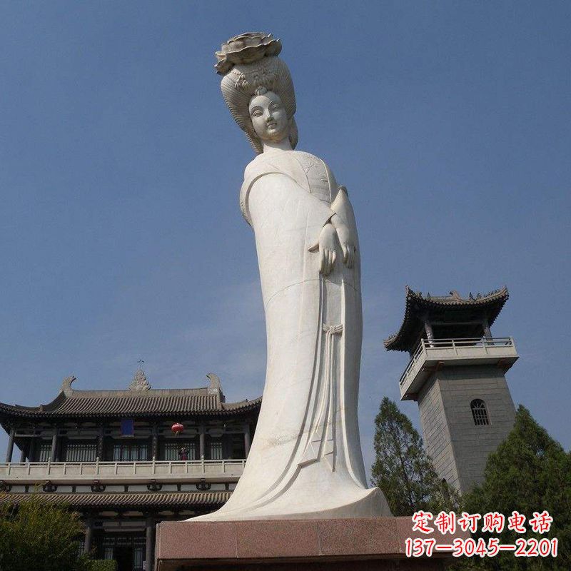 南阳汉白玉贵妃石雕像-唐朝著名美女杨玉环景区人物雕塑