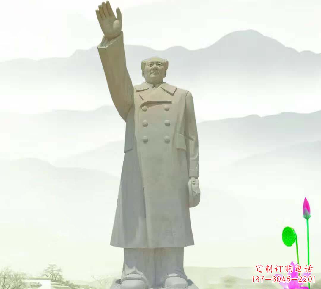 南阳汉白玉挥手毛泽东雕塑