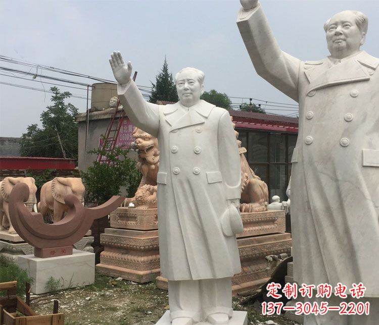南阳汉白玉挥手的毛主席广场伟人石雕 (2)