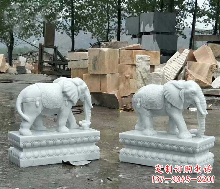 南阳守护吉祥家门的玉质大象雕塑