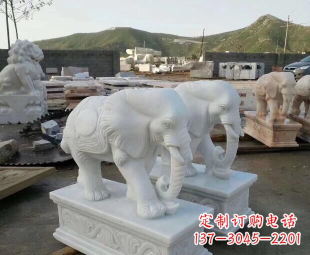南阳高雅大气的汉白玉吉祥大象门口雕塑