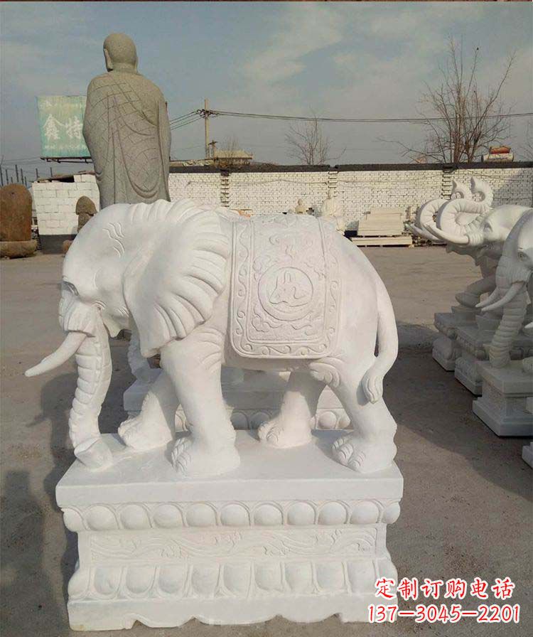 南阳汉白玉大象雕塑是一款新颖、具有吉祥寓意的…